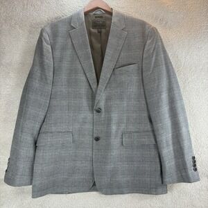 Jos A Bank Reserve‎ Jacket Gray Black Ivory Plaid Men's Size XL  Sport Coat